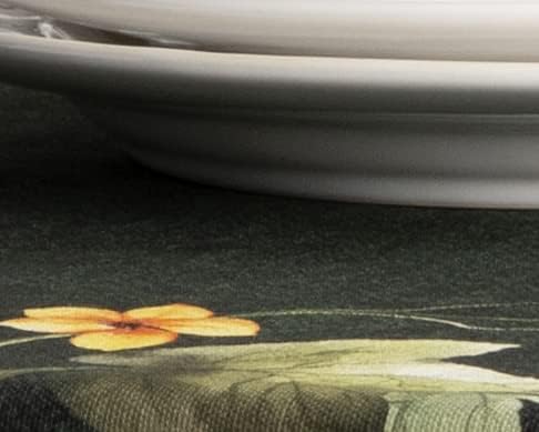 Maison d' Hermine Table Cloth Rectangle Table 100% Cotton 70 x 90 Inches Fall Tablecloth Reusable Everyday Use for Thanksgiving Christmas Decorations Dining Farmhouse (Pumpkin Garden - Dark Green)