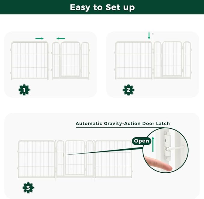 FXW Garden Fence Outdoor for The Yard – 40in(H) x 54.7ft(L) Heavy Duty Metal Animal Barrier for Dog and Rabbit, Decorative Dog Fence, 24 Panels, White