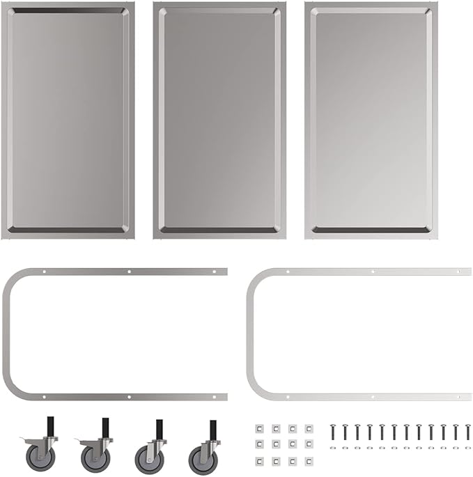 3 Shelf Stainless Steel cart,400 lbs,1MM Thick,Serving cart with Wheels, Household, Service Trolley,360°Rotation Storage Shelf with Locking Wheels 29.5 * 15.7 * 37.4'' L*W*H S.