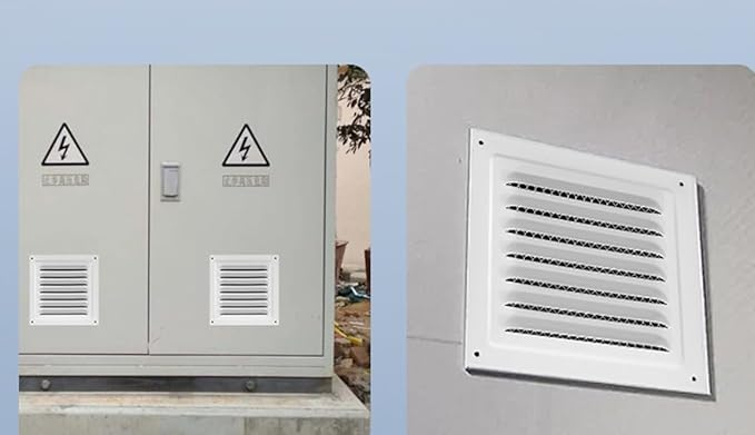 2pcs Attic Vent Soffit Vent Aluminum Wall Vent Metal Shed Vent Square Vent Louver Vent Grille with Built-in Insect Screen for Exterior Door House Attic Garage Ceiling (White 10" x 10"-2 Pack)