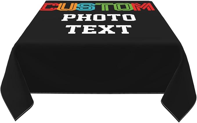 Custom Square Tablecloth, Design Your Logo Text Photo, Personalized Oil Proof Wipeable Table Cover for Restaurant, Family Party, Picnic, Wedding Anniversary Decoration, 54in