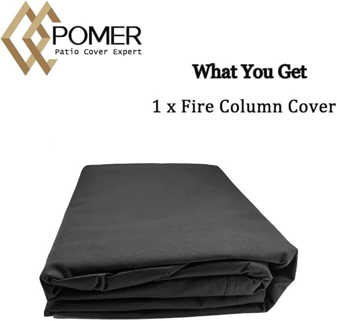 POMER Patio Bonfire Fireplace Cover, Round Fire Pit Cover for 28 Inch Outdoor Fireplace Waterproof Heatwave Fire Bowl Cover - 28" D x 46" H