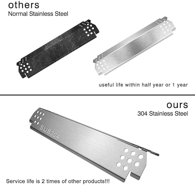 Hisencn 304 Stainless Steel Grill Parts for Home Depot Nexgrill 720-0830H, 5 Burner 720-0888 720-0888N 720-0888S Gas Grill, Grill Burner, Heat Plate, Cooking Grates Parts, 13 x 17