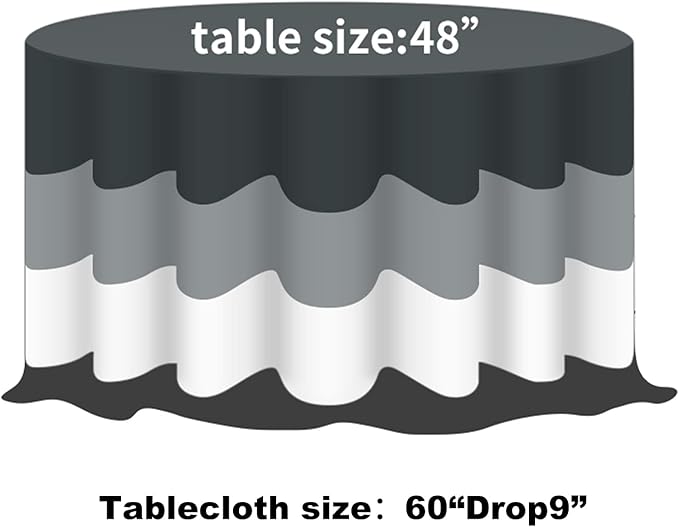 Cupuamon 2 Pack Waterproof Polyester Fabic Round Checkered Tablecloth,60 Outdoor Table Cloth,Oil Stain Prevention Table Cloth for Pinics and Parties(Black and White)
