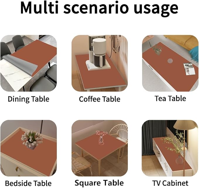Leather Table Cover,1.8mm Thick,54x54 Inch Table Protector,Table Protector for Dining Room Table,Dining Table Cover,Table Cover Protector,Protector para Mesa De Comedor(Brown+Gray,54x54)