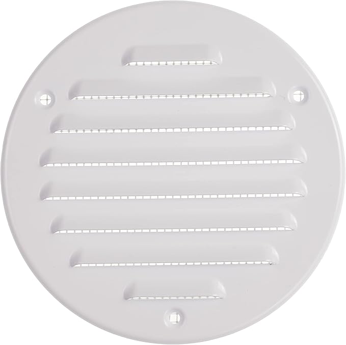 Vent Systems - 4 Inch (Inner) Pack of 2 White Metal Round Soffit Air Vent Grille Cover, Register air Vent Deflector, Louver - Built-in Mesh - HVAC for Bathroom, Home Office, Kitchen 5 Inch (Outer)