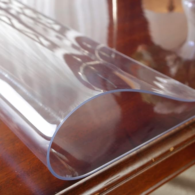 OstepDecor Clear Table Protector 42 x 108 Inch, 2mm Thick Plastic Table Cover, Waterproof PVC Clear Table Cover Protector, Desk Protector Mat, Writing Desk Pad for Desktop, Coffee & Dining Room Table