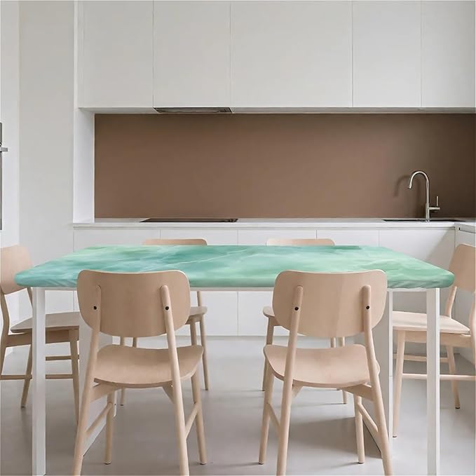 Rectangle Table Cloth Cover Waterproof Elastic Fitted Polyester Fitted Tablecloths for 4 Foot Tables for Indoor,Picnic, Camping, Outdoor (48" x 30",Green Marble)