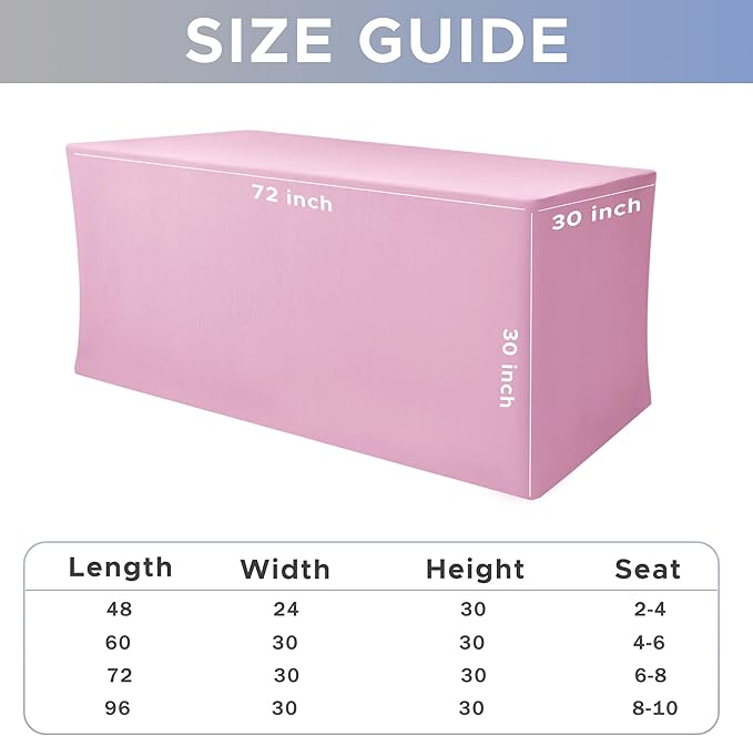 Nasitos Pink Fitted Table Covers Stretch Spandex - 72 x 30 Inch - 4 Pack Rectangle Table Clothes for 6 Foot Folding Tables, Wrinkle Resistant Tablecloths for Parties, Trade Show, Craft Show, Birthday