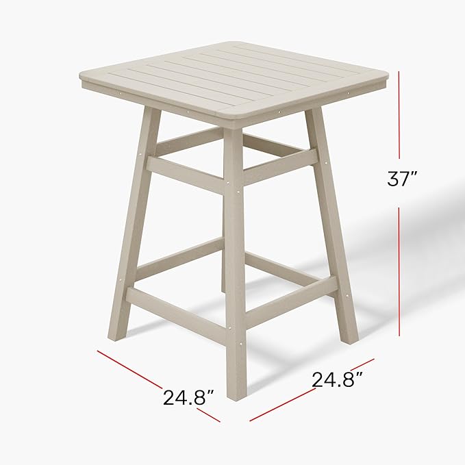 Costaelm Outdoor Bar Table, 37" Counter Height Square Patio Cocktail Bar Table with Umbrella Hole, Patio Bistro Dining Pub Table for Front Porch Deck Backyard Garden, Orange