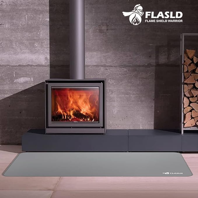 FLASLD Under Grill Mat 36x48 Inch, BBQ Grilling Pad Washable Floor Mat to Protect Decks and Patios from Grease Splatter and Grill Heat, Fireproof Fireplace Hearth Mat, Gray