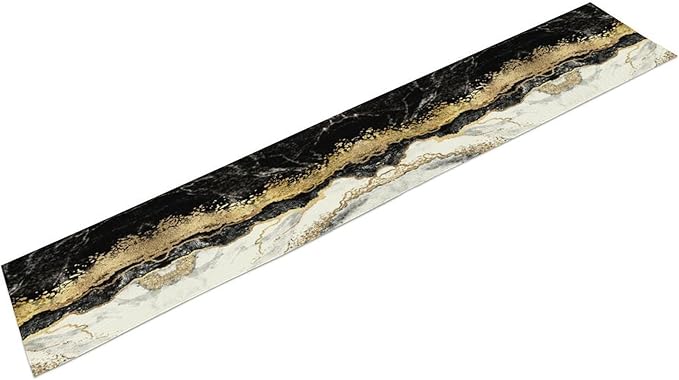 Marble Table Runner, Ink Golden Marble Texture Table Runner for Kitchen Wedding Farmhouse Indoor Outdoor Home Party 13x60in