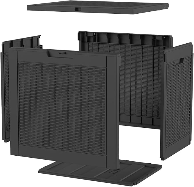 EasyUp 32 Gallon Outdoor Storage Box Waterproof,Storage Box Indoor and Outdoor Use,Resin Deck Boxes for Patio Furniture Cushions Garden Tools,UV Resistant(Black)