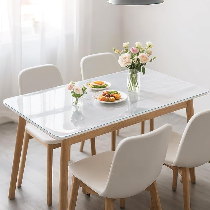 Frosted Table Protector 42 x 84 Inch, 1.4mm Thick Waterproof PVC Plastic Table Cover, Durable Table Pad for Dining Room, Kitchen, Writing Desk, and Coffee Tables