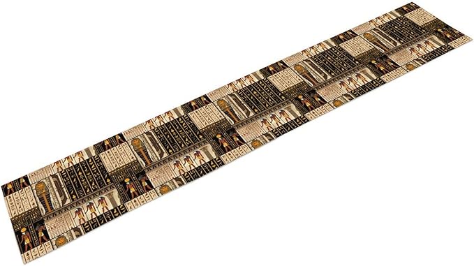 Ancient Egyptian Table Runner, Vintage Abstract Mystical Hieroglyphics Culture Table Runner for Dining Coffee Party Holiday Farmhouse 13x70in