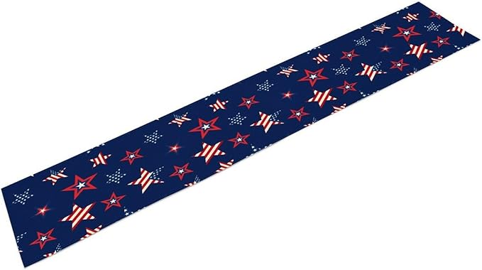 4th of July Patriotic Table Runner, Memorial Day Independence Day Freedom Stars Table Runner for Indoor Kitchen Dining Outdoor Holiday Party 13x70in