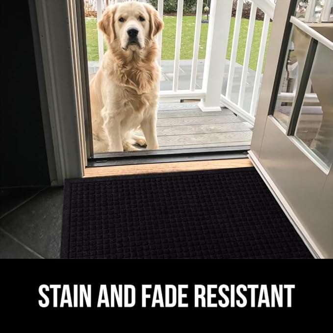 GORILLA GRIP Front Door Mat, 35x23, Indoor Outdoor Ultra Absorbent HydroAbsorb Doormat, Absorbs Up to 5.7 Cups of Water, Stain and Fade Resistant, Rubber Backing Doormats, Captures Dirt, Black