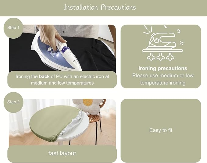 Round Fitted PU Tablecloth with High Elastic Edge 43 Inch Dia Waterproof Oil Proof Table Cloth Anti-Scald Stain-Resistant Wipeable Table Cover for Indoor Outdoor Picnic (Green,43" Dia)