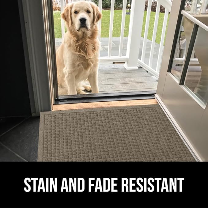 GORILLA GRIP Front Door Mat, 72x24, Indoor Outdoor Ultra Absorbent HydroAbsorb Doormat, Absorbs Up to 2.75 Cups of Water, Stain and Fade Resistant, Rubber Backing Doormats, Captures Dirt, Beige