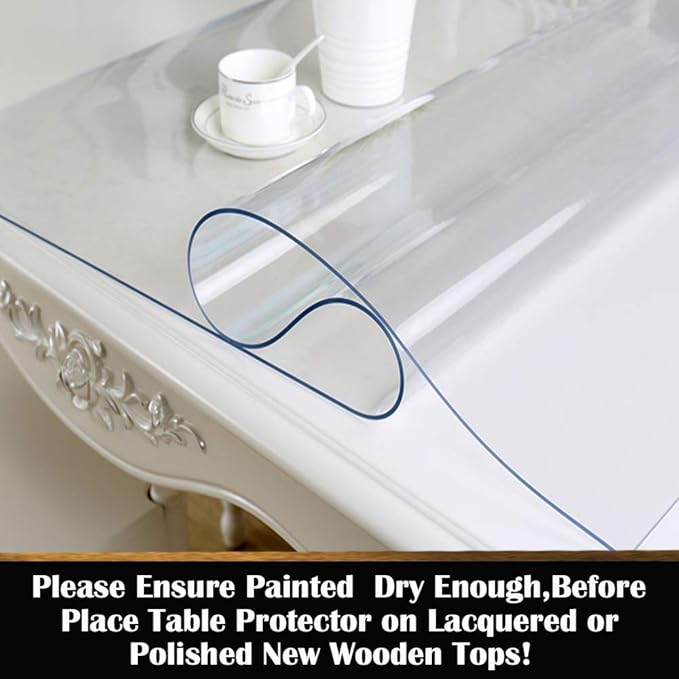 Glass Clear Plastic Table Protector Wooden Furniture PVC Tablecloth Cover Long Vinyl Table Liner Waterproof Wipeable Topper Pad for Granite Countertop Dining Tables Mat Desk Pad Rectangular 30x72 inch