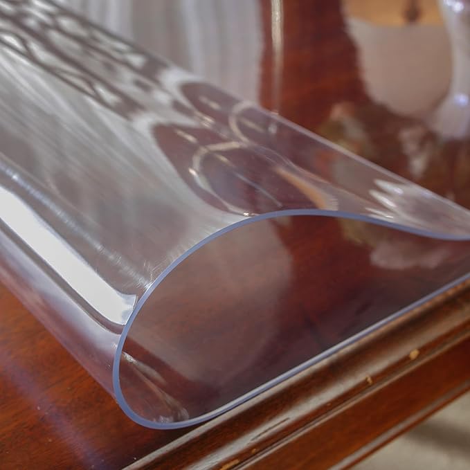 OstepDecor Clear Table Protector 14 x 24 Inch, 2mm Thick Plastic Table Cover, Waterproof PVC Clear Table Cover Protector, Desk Protector Mat, Writing Desk Pad for Desktop, Coffee & Dining Room Table