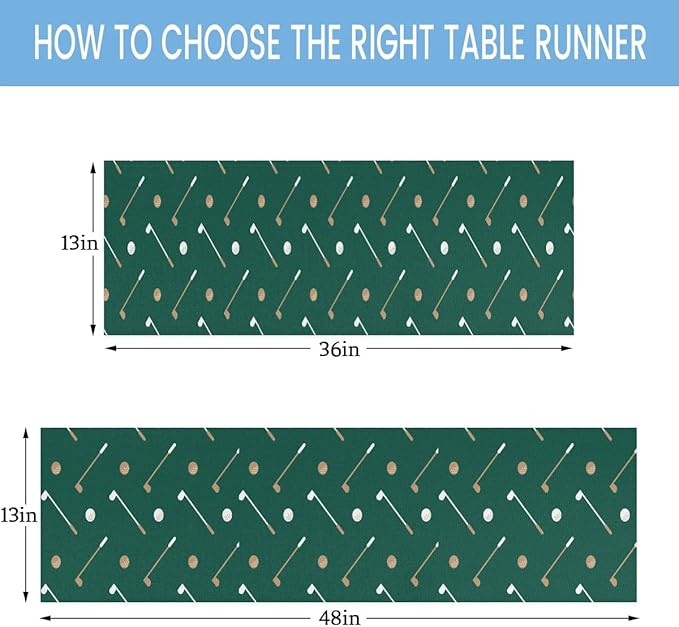Golf Club Golf Ball Table Runner Kitchen Dining Table Runner 13*72in Table Center Decor for Indoor Outdoor Home Holiday Party