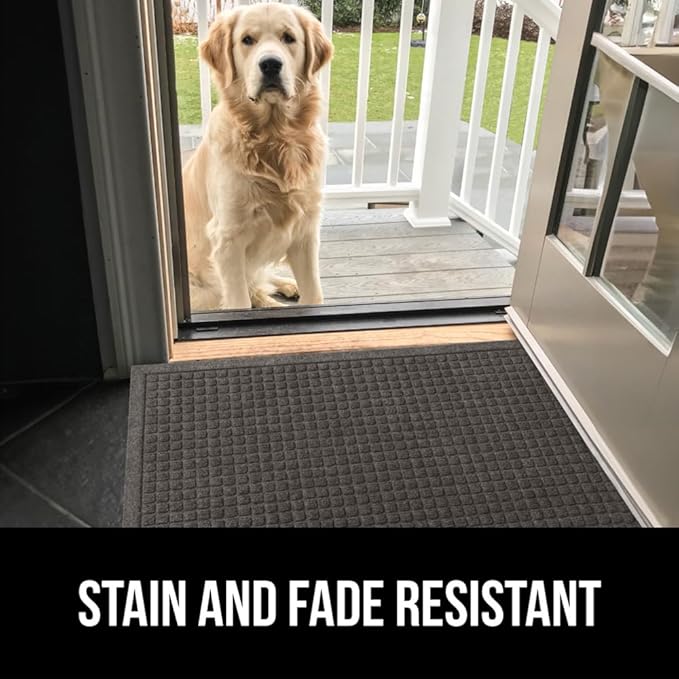 GORILLA GRIP Front Door Mat, 47x35, Indoor Outdoor Ultra Absorbent HydroAbsorb Doormat, Absorbs Up to 6 Cups of Water, Stain and Fade Resistant, Rubber Backing Doormats, Captures Dirt, Charcoal