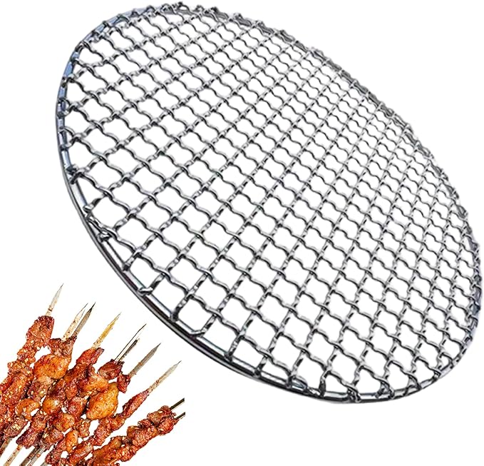 15" Round Stainless Steel Grill Grate, Heat-Resistant Replacement Baking Tray for BBQ Camping