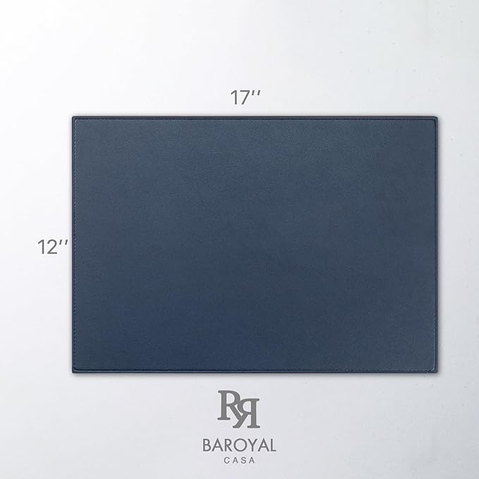 Faux Leather Placemats Set of 12 Vinyl Washable Wipeable Table Mats for Kitchen Dining Table Heat Resistant Waterproof Modern Indoor/Outdoor Placemats Non-Slip Easy Clean Place Mats-Navy Blue