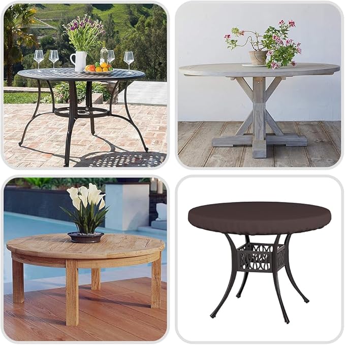 Covers & All Round Table Top Cover, 18 Oz Heavy Duty Waterproof UV & Weather Resistant Patio Table Cover, Outdoor Table Cover for Patio Outdoor Furniture & Coffee Table (44" Dia x 4 H Inches, Coffee)