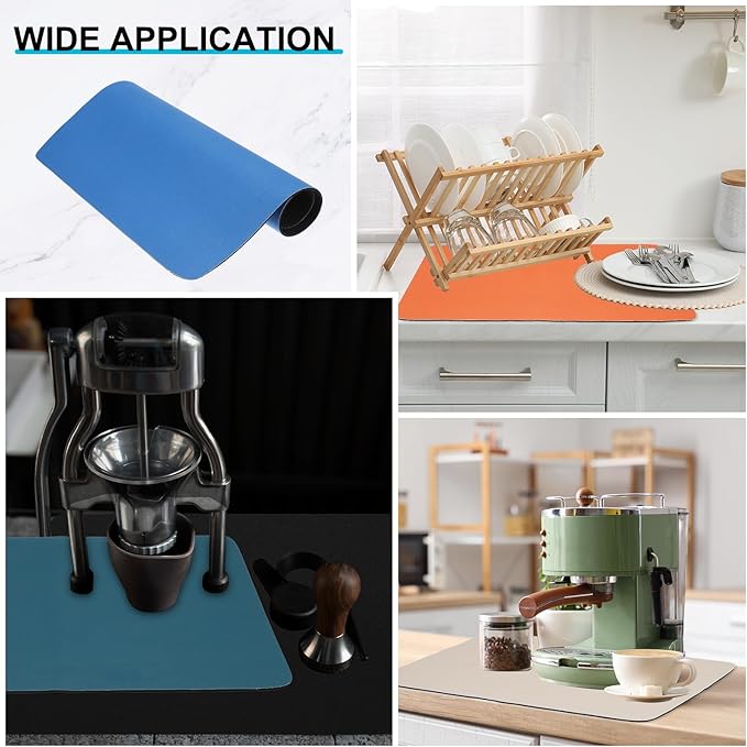 uxcell Silicone Mats for Kitchen Counter, 15.7" x 11.8" Non-Slip Countertop Protector Mat Heat Resistant Coffee Mat Waterproof Table Placemat, Blue