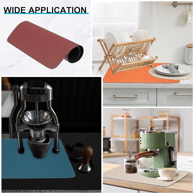 uxcell Silicone Mats for Kitchen Counter, 15.7" x 11.8" Non-Slip Countertop Protector Mat Heat Resistant Coffee Mat Waterproof Table Placemat, Wine Red