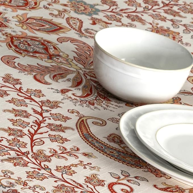 Maison d' Hermine Table Cloth Rectangle Table 100% Cotton 60 x 120 Inches Fall Tablecloth Reusable Everyday Use for Thanksgiving Christmas Decorations Dining Farmhouse Party (Cachemire)