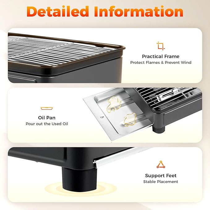 Portable Gas Grill Butane Stove, Tabletop BBQ Grill with Grilling Net and Baking Sheet for Camping Traveling Outdoor Cooking