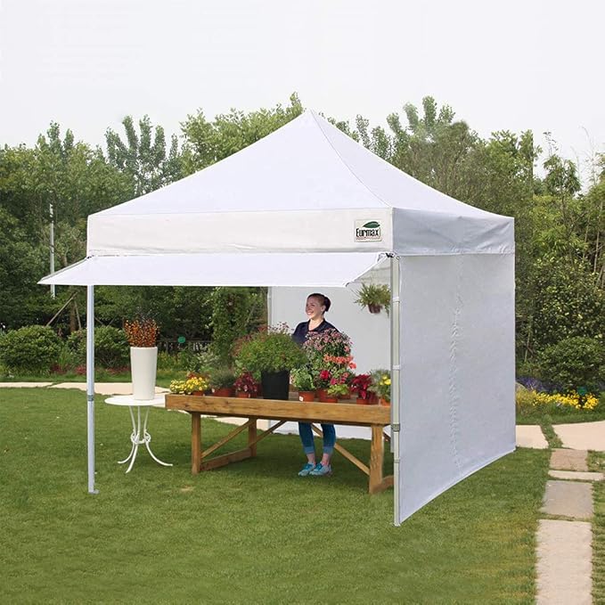 Eurmax USA 10 x 10 Pop up Canopy Commercial Tent Outdoor Party Canopies with 4 Removable Zippered Sidewalls and Roller Bag Bonus 4 Canopy Sand Bags & 24 Squre Ft Extended Awning(Forest Green)
