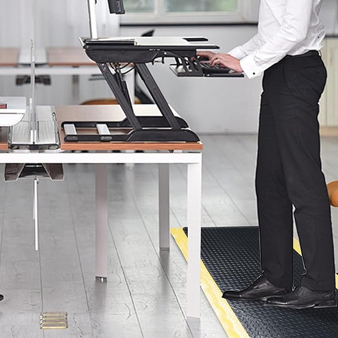 Nisorpa Anti Fatigue Mats Industrial 3' x 5' Ergonomic Standing Mat 15/16" Extra Thick Kitchen Rugs for Standing Heavy Duty Commercial Diamond Plate - Safety Support for Leg & Back Pain