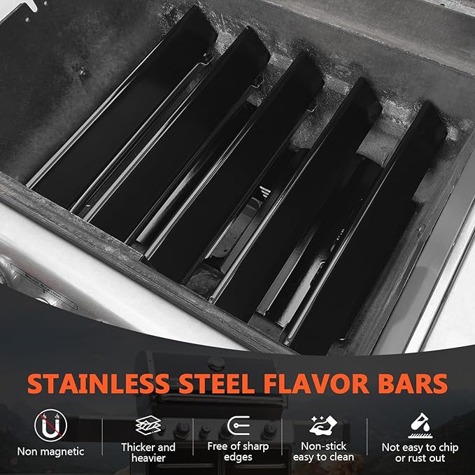 QuliMetal 17.5" Porcelain Enameled Flavorizer Bars for Weber Genesis 300 Seriesâ Compatible with Genesis E310, E320, E330, S310, S320, S330 (Front Control Knobs), Replacement for Weber 7620, 7621