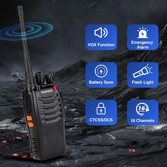 Baofeng Walkie Talkies 888S Rechargeable Long Range with Earpieces for Adults, 16 Channel Professional Radio Handheld Two Way Radios Li-ion Battery and Charger Included (20pack with 20earpiece)