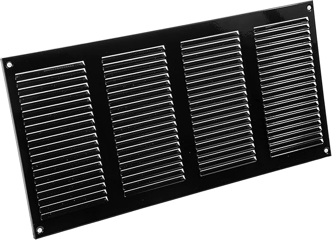 Vent Systems 16" x 8" Inch (Overall Dimensions) Pack of 10 - Black - Air Vent Cover Metal Air Return Grill - Built-in Pest Guard Screen - HVAC Vent Duct Cover for Home Improvement