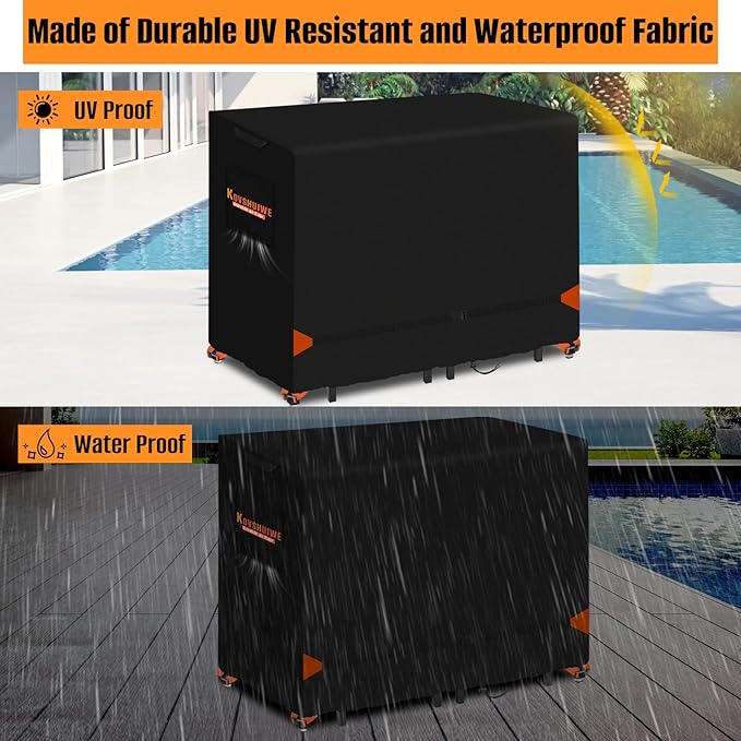 Kovshuiwe Outdoor Bar Height Dining Set Cover, Heavy Duty 600D Oxford Fabric Waterproof Patio Bar Height Table and Chair Cover for Rectangular 76" L Tall High Furniture Set - 76" L x 34" W x 42" H