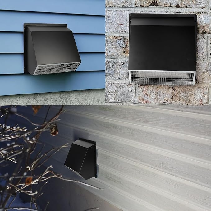 8 Inch Wall Vent Hood Wall Exhaust Vent Cover Outdoor Hooded Wall Vent with Screen and Damper,Wall Vent Cover Cap Exterior Air Exhaust for Kitchen Range Hood HVAC Duct Dryer Vent,Galvanized Steel
