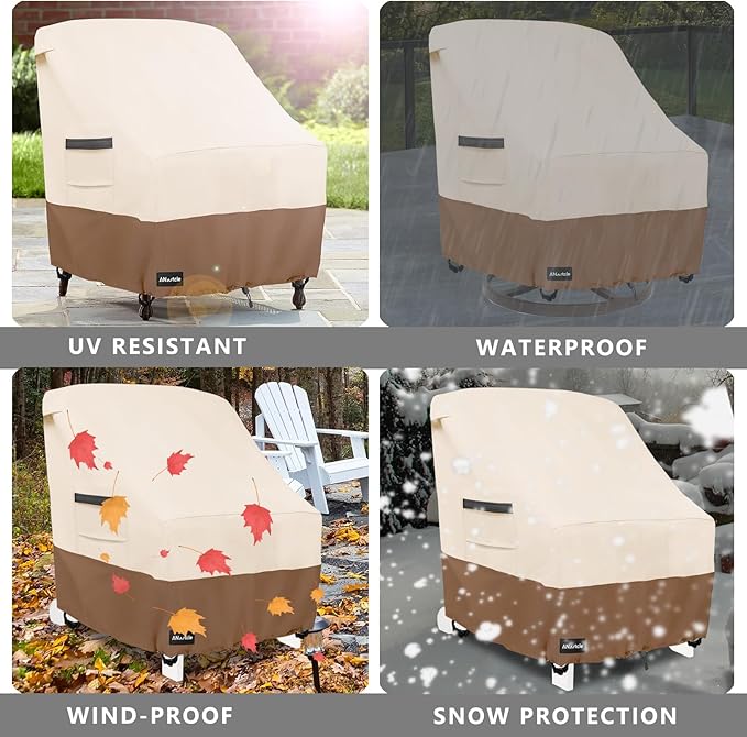 Patio Adirondack Chair Cover 2 Pack,600D Waterproof Heavy Duty Outdoor Chair Covers,Adirondack Chair Covers(30W x 34D x 36H inches),Patio Furniture Covers,Beige&Brown
