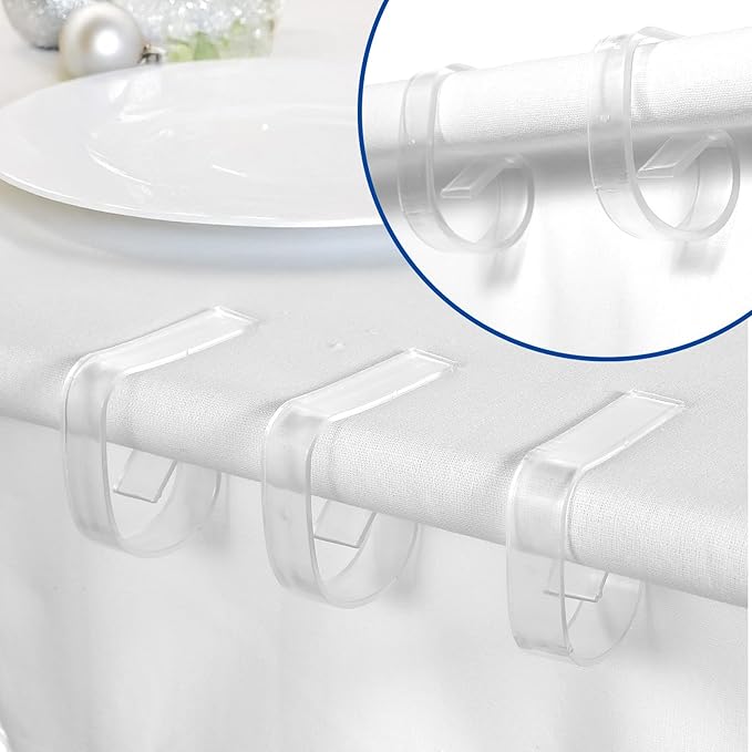 150PCS Transparent Clear Tablecloths Clips Bulk, Plastic Table Cloth Clips Skirt Windproof Tables Cover Holder Clamps for Outdoor Christmas Home Wedding Party Indoor Camping Picnic