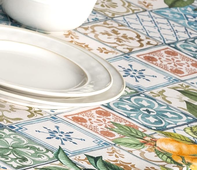 Maison d' Hermine Table Cloth Rectangle Table 100% Cotton 60 x 90 Inches Tablecloth Reusable Decorative Everyday Use for Dining Room, Farmhouse, Home, Party, Festive & Wedding Spring Summer - Agrume