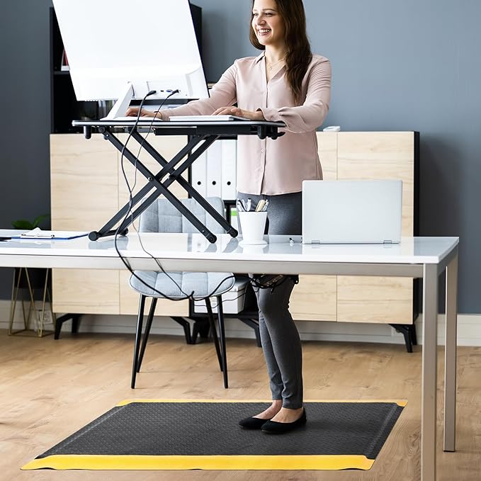 3 x 5 FT Anti Fatigue Mats Industrial 15/16 Inch Thick Soft Sponge Ergonomic Mat Durable Heavy Duty Diamond Plate Work Mat for Standing Non Slip Industrial Grade Floor Mat for Leg & Back Pain