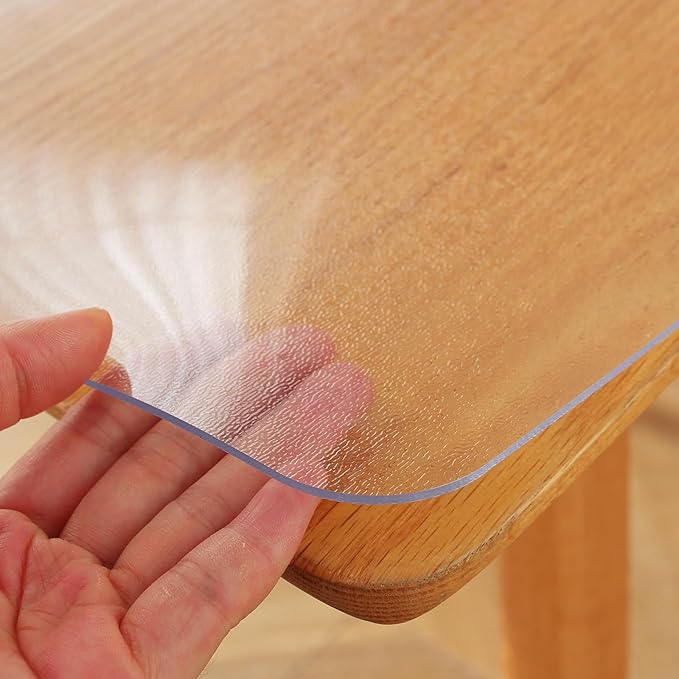Frosted Clear Table Protector 44 x 72 Inch, 1.5mm Thick Plastic Table Cover, Waterproof PVC Clear Table Cover Protector, Desk Protector Mat, Writing Desk Pad for Desktop, Coffee & Dining Room Table