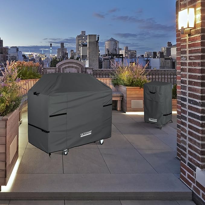 ULTCOVER Waterproof Grill Cover 55 inch, Heavy Duty BBQ Cover for 3-5 Burners Outdoor Gas Barbecue Grill, Black