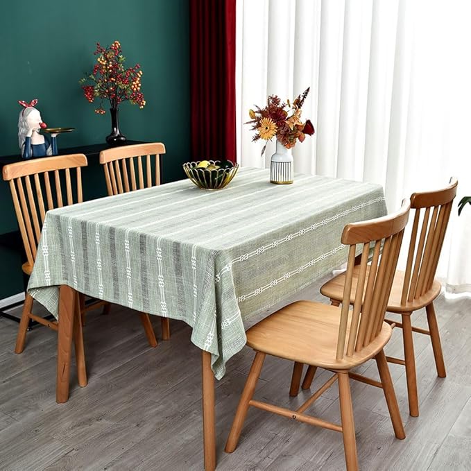 Heavy Duty Cotton Table Cloth for Rectangle Table Sage Green Rectangular Farmhouse Vintage Tablecloth Washable Rustic Table Cover (Sage Green, Rectangle, 52''x 86'', 6-8 Seats)
