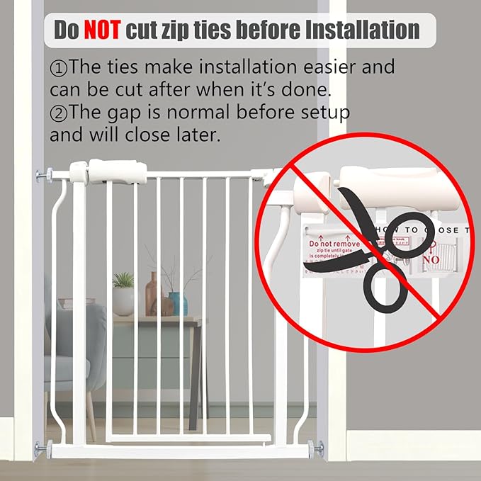 Extra Wide Baby Gate, 52.7-57.5 Inch, Large Walk Through, White Metal, Pressure Mounted, Long Safety Dog Gate for House Doorways & Stairs, 30 Inch Tall