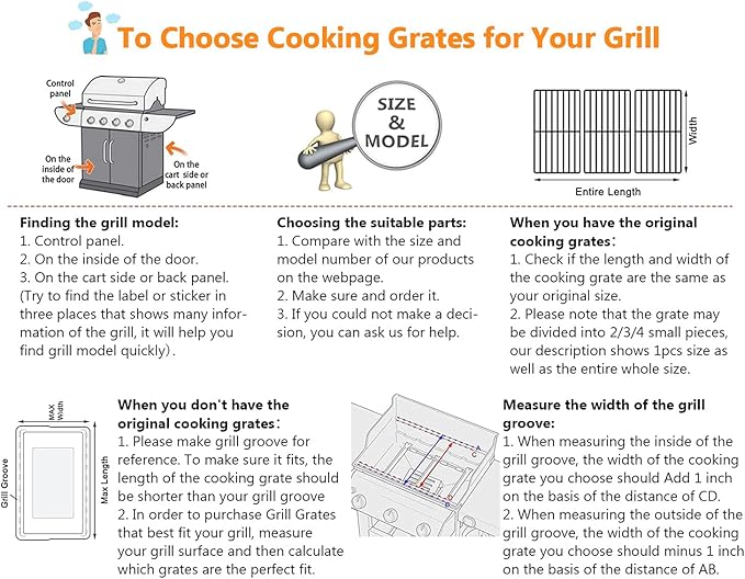 Grill Grates 18 Inch for Charbroil Performance 463625219 463625217 463673519, Grill Grates Replacement for Char-Broil 463673017 463673517, Replacement Parts for G470-0003-W1 G470-0002-W1, 2 Packs